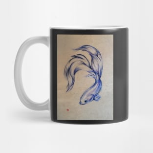 Blue Angel - Siamese Fighting Fish Oil pastel on Paper Drawing Mug